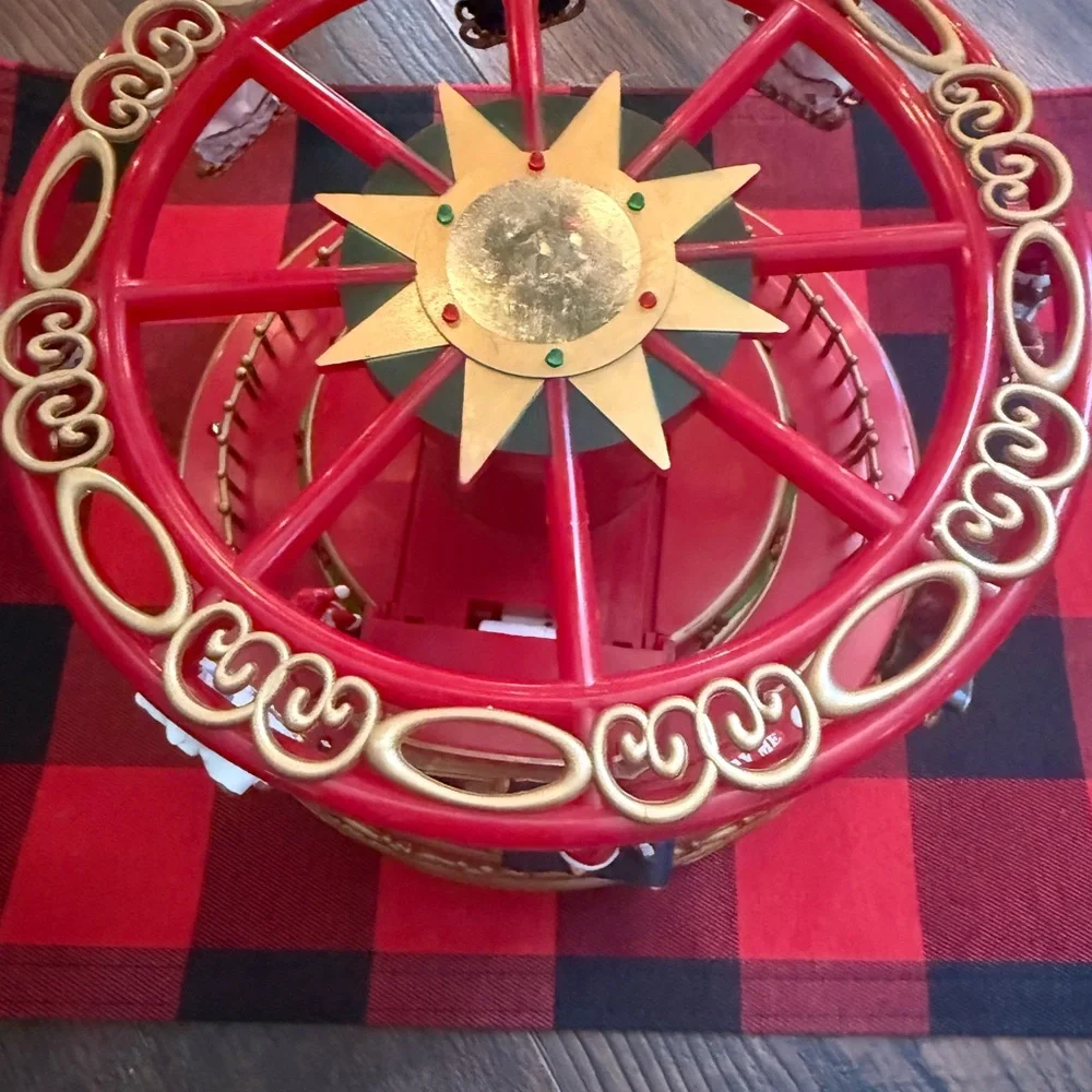 Season Of Peace Animated Musical Tilt-A-Wheel Cracker Barrel Christmas Decor Box